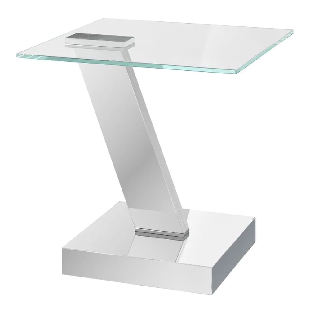 Spartanburg Clear Glass Side Table With Polished Chrome Base
