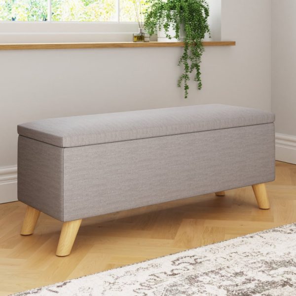 Speke Fabric Storage Ottoman In Light Grey | Bed Sava