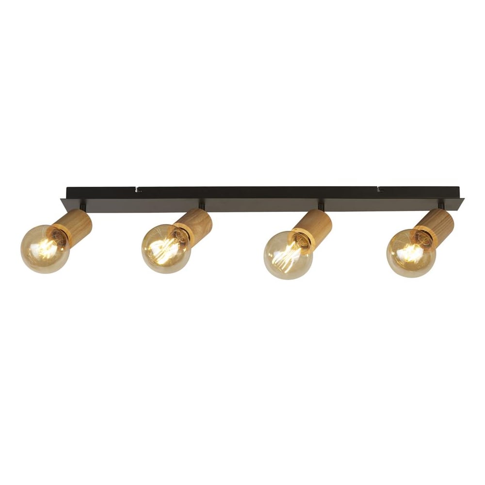Spinny 4 Light Bar Spotlight In Wood And Matt Black