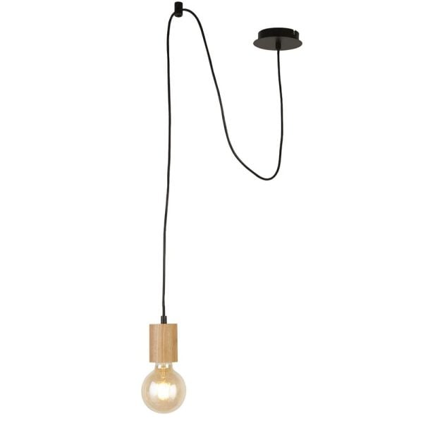 Spinny Ceiling Pendant Light In Wood And Matt Black | Bed Sava