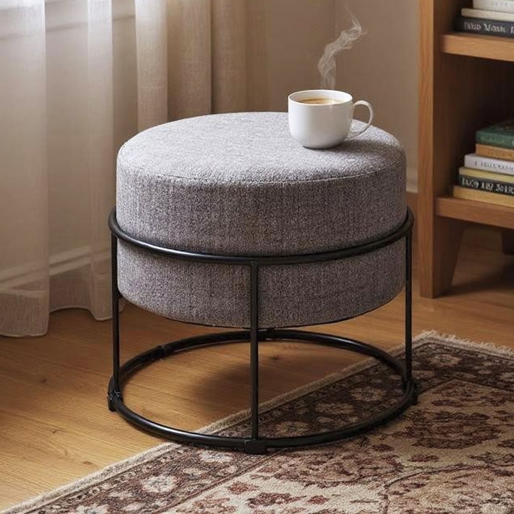 Spring Textile Fabric Stool In Anthracite