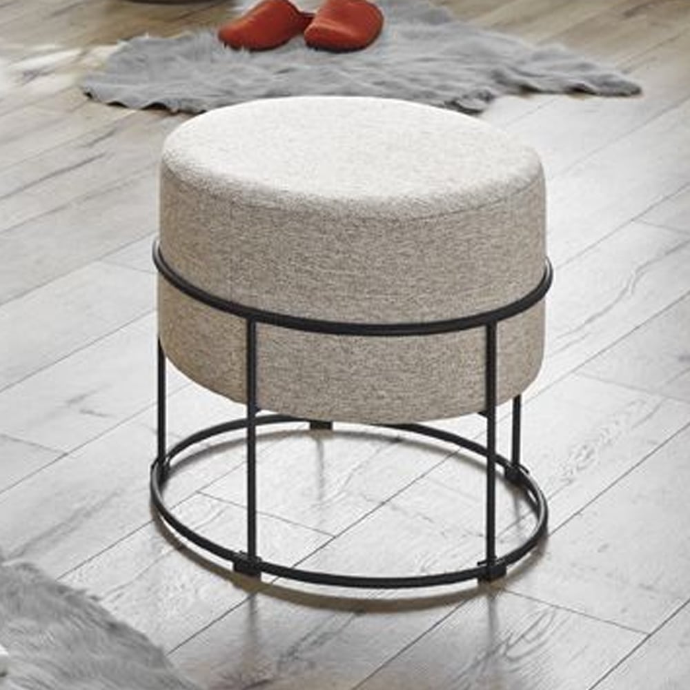 Spring Textile Fabric Stool In Cream