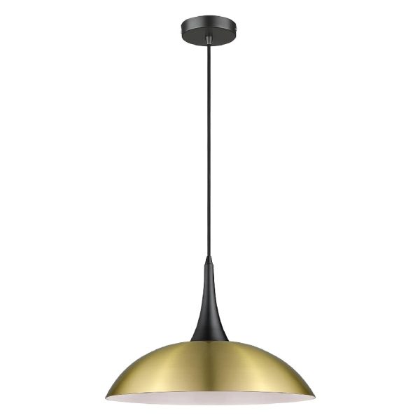 Stamford Antique Brass Shade Pendant Light In Matt Black | Bed Sava