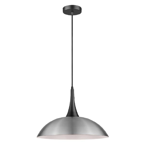 Stamford Satin Nickel Shade Pendant Light In Matt Black | Bed Sava