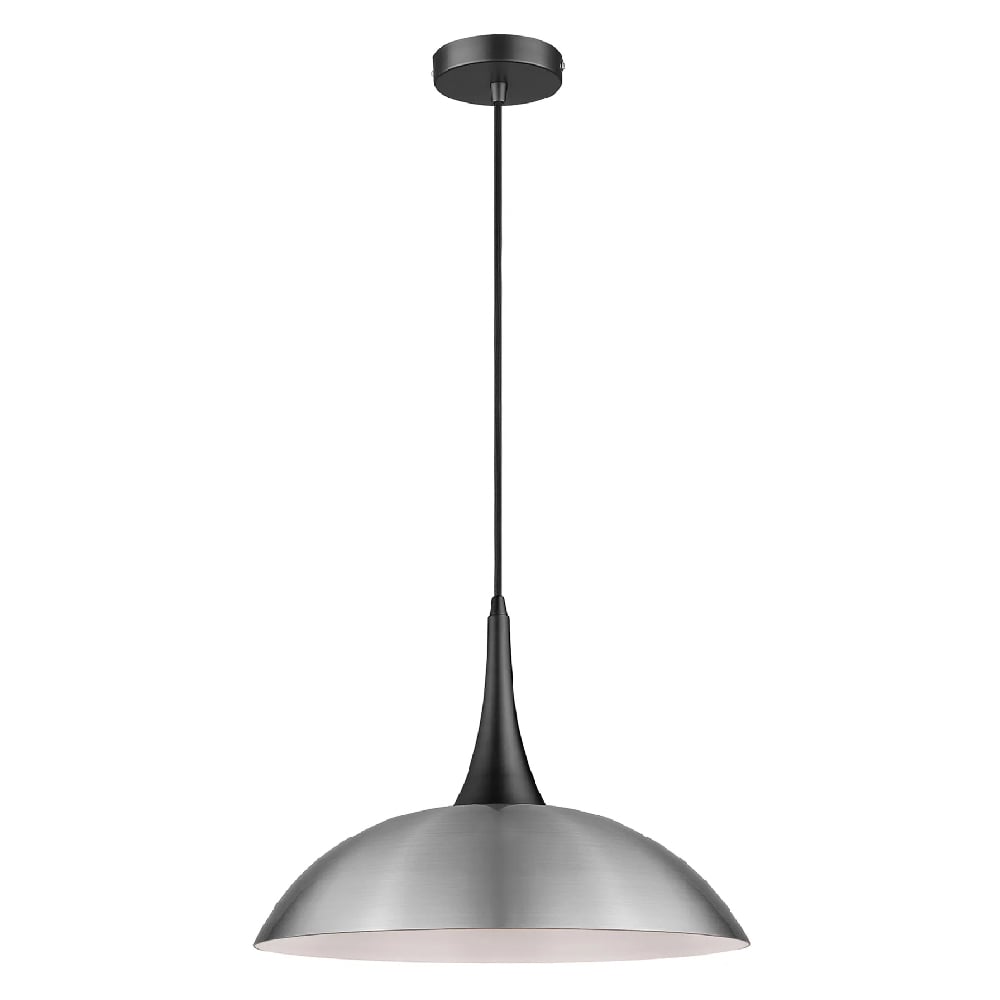 Stamford Satin Nickel Shade Pendant Light In Matt Black