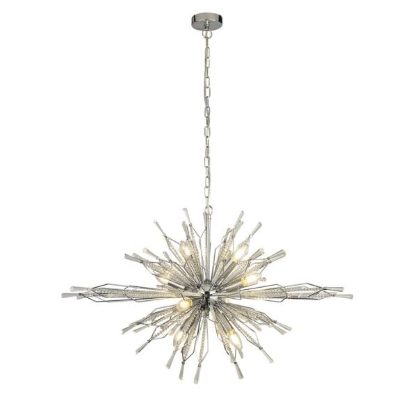 Starburst 8 Light Glass Ceiling Pendant Light In Chrome | Bed Sava