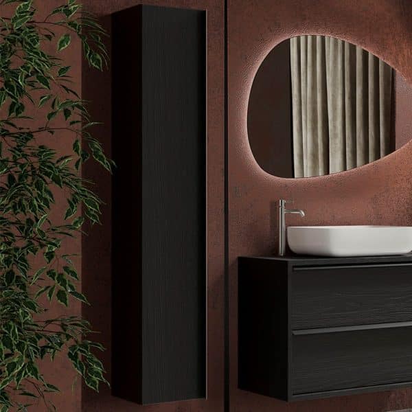Steelville Wooden Bathroom Wall Cabinet With 1 Door In Burnt Black | Bed Sava