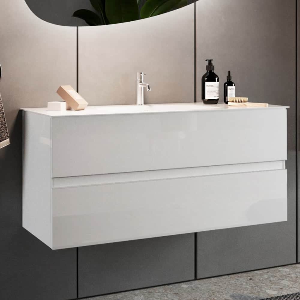 Sterling 100cm High Gloss Wall Hung Vanity Unit In White