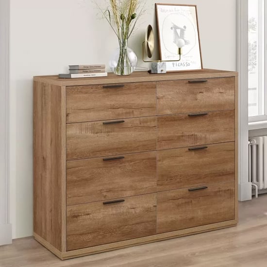 Seward Wooden Chest Of 8 Drawers In Rustic Oak