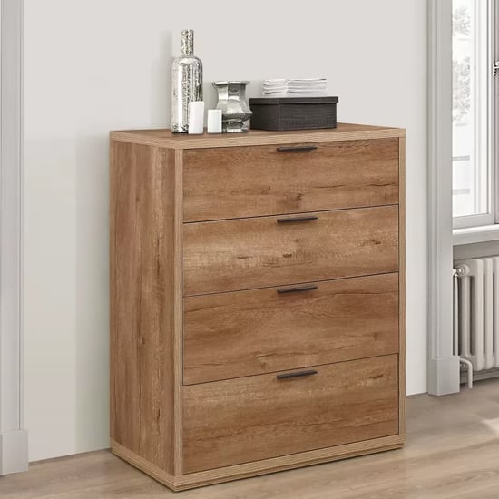 Seward Wooden Chest Of 4 Drawers In Rustic Oak