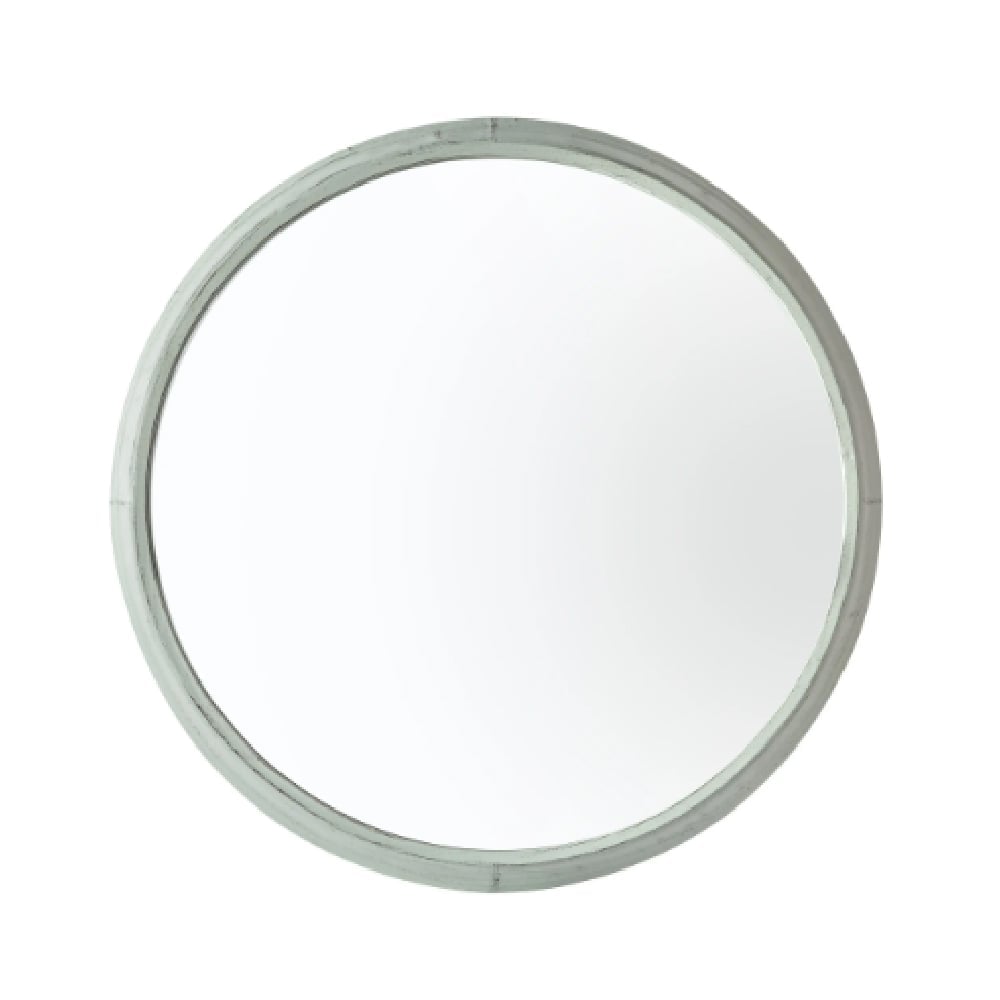 Stonington Outdoor Round Mirror In Mint Frame