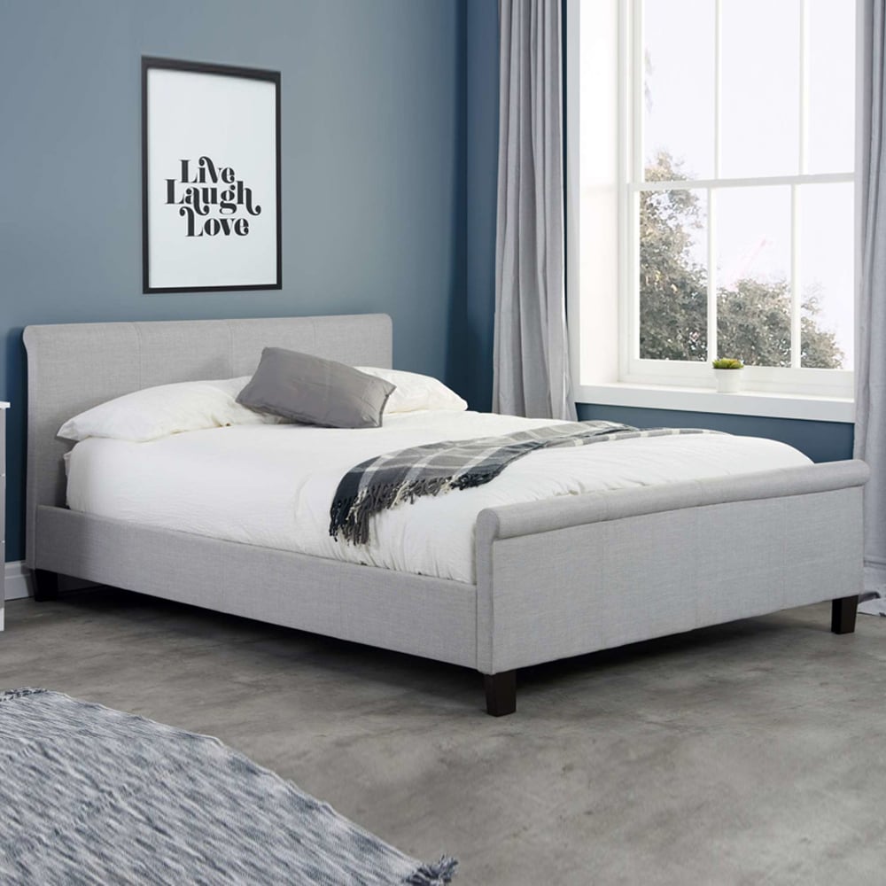 Stratos Fabric King Size Bed In Grey