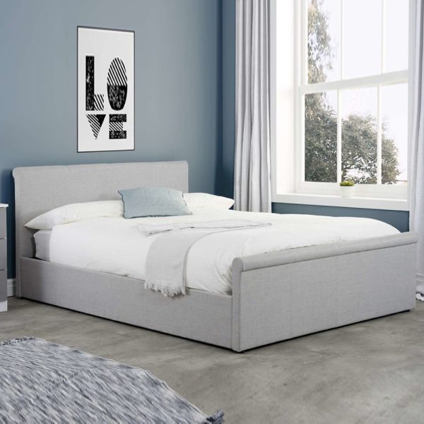 Stratos Fabric Ottoman Storage King Size Bed In Grey | Bed Sava
