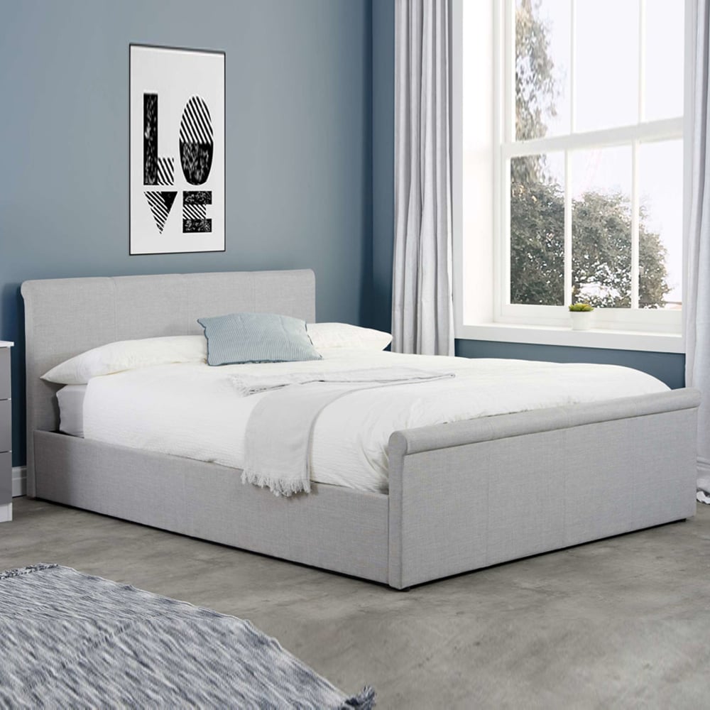 Stratos Fabric Ottoman Storage Small Double Bed In Grey