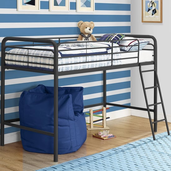 Burg Metal Single Mid Sleeper Bunk Bed In Black
