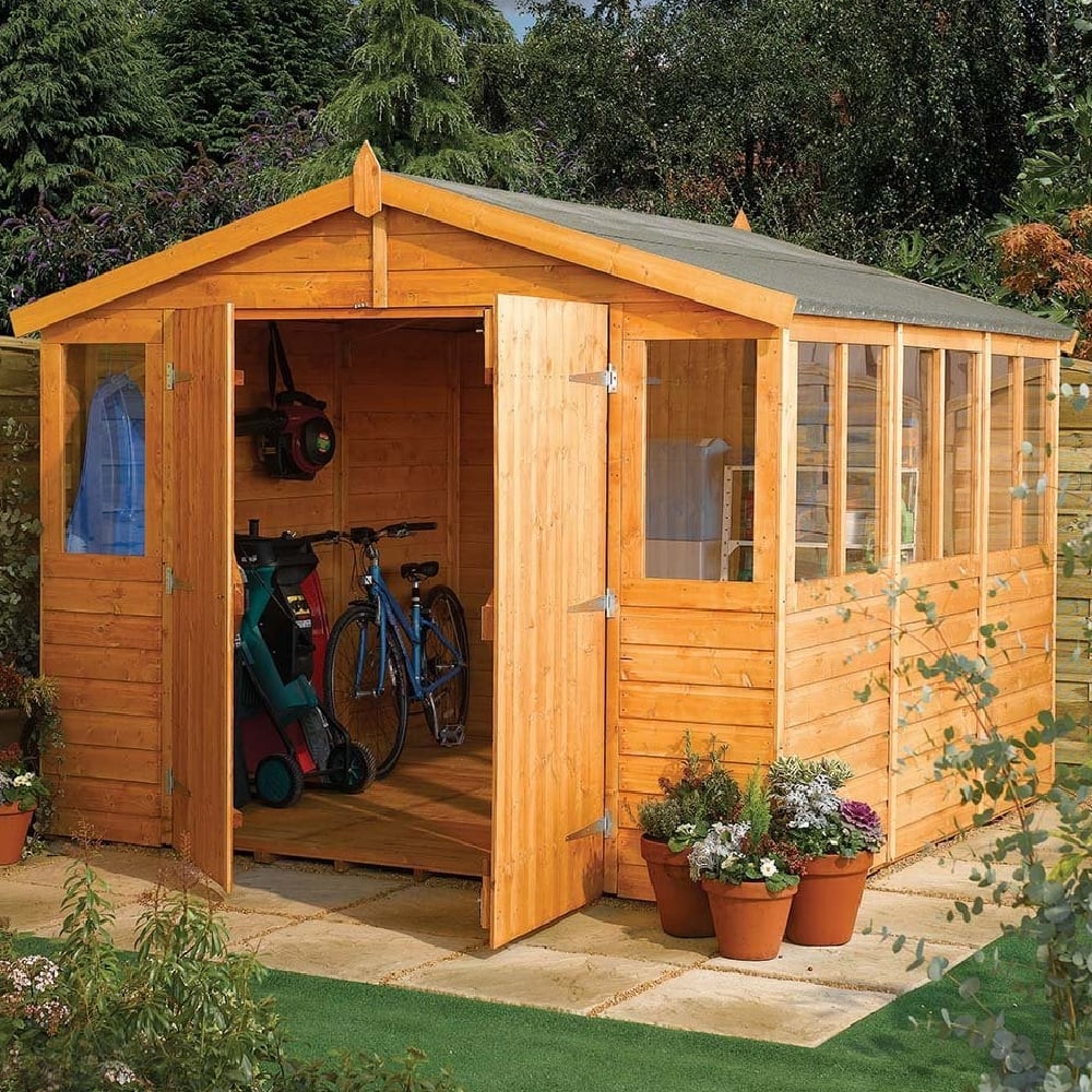 Stroden Wooden Garden Apex Workshop In Honey Brown 9x15