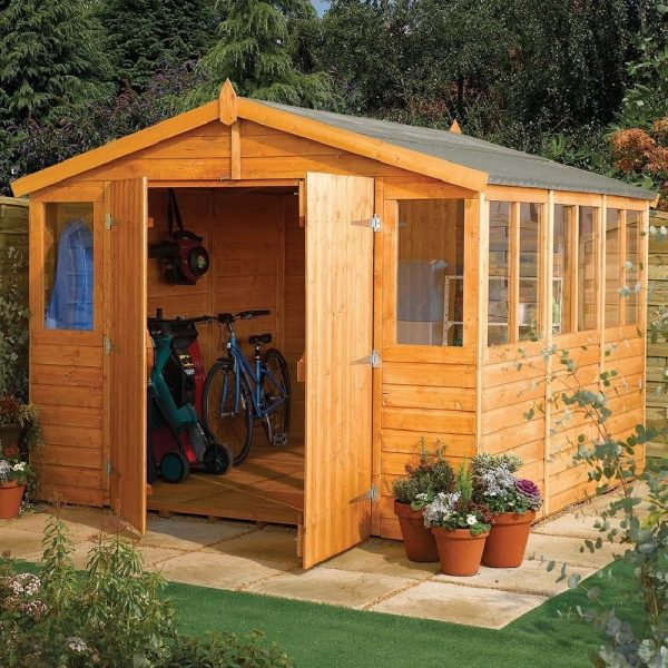 Stroden Wooden Garden Apex Workshop In Honey Brown 9×12 | Bed Sava