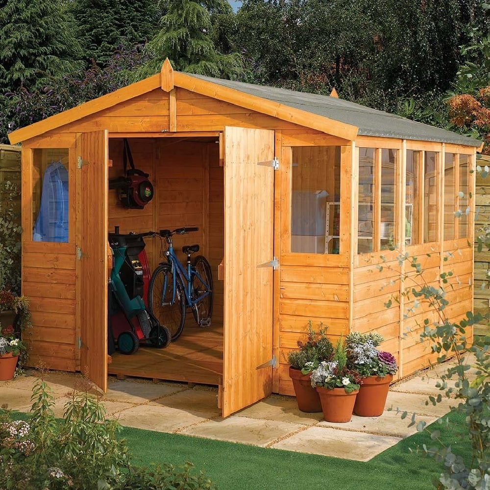 Stroden Wooden Garden Apex Workshop In Honey Brown 9x12
