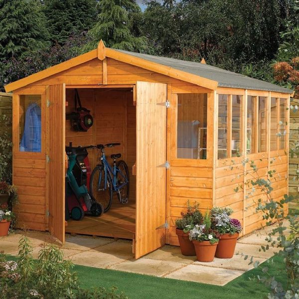 Stroden Wooden Garden Apex Workshop In Honey Brown 9×18 | Bed Sava