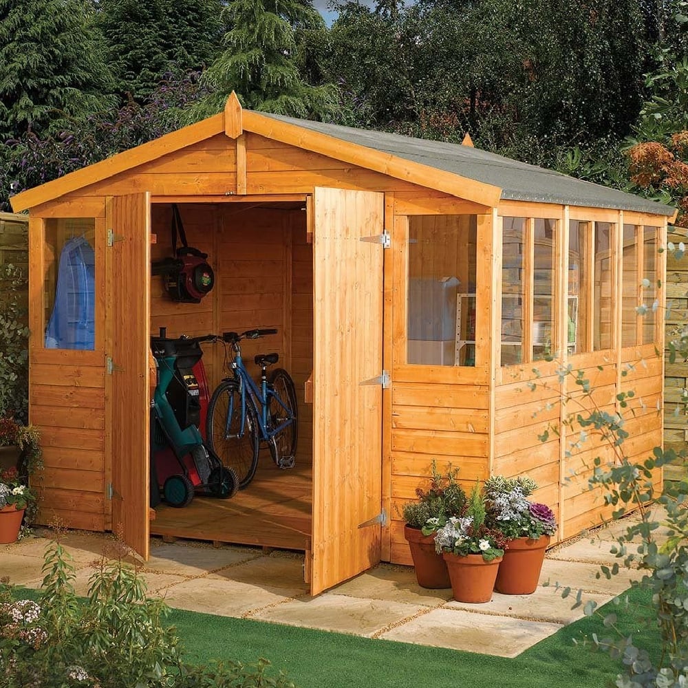 Stroden Wooden Garden Apex Workshop In Honey Brown 9x18
