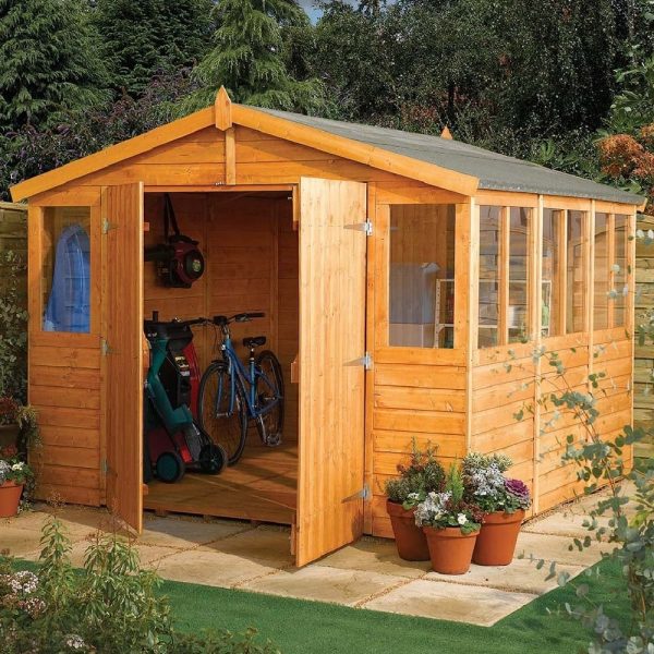 Stroden Wooden Garden Apex Workshop In Honey Brown 9×6 | Bed Sava