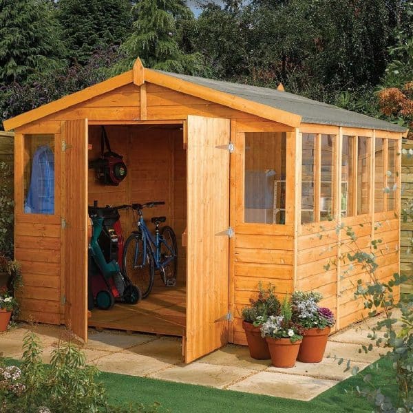Stroden Wooden Garden Apex Workshop In Honey Brown 9×9 | Bed Sava