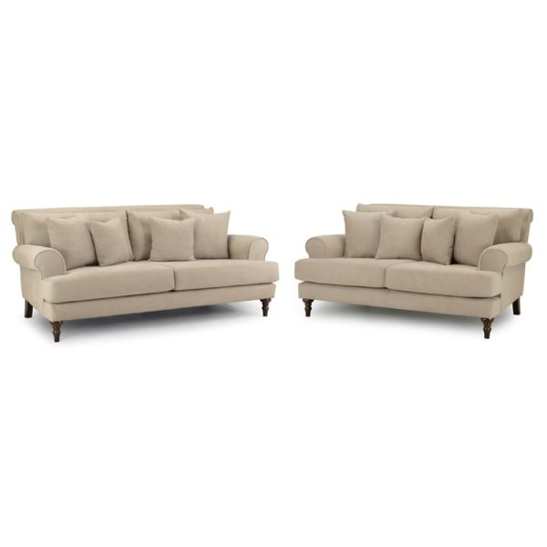 Summerfield Fabric 3+2 Seater Sofa Set In Beige | Bed Sava