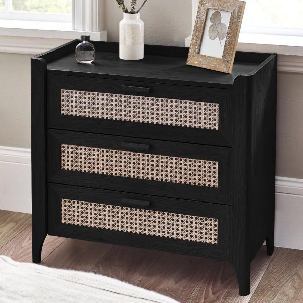 Sumter Wooden Chest Of 3 Drawers In Black Ash And Oak | Bed Sava