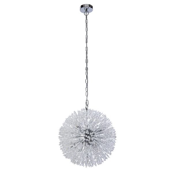 Sunburst 7 Glass Beads Pendant Light In Chrome | Bed Sava