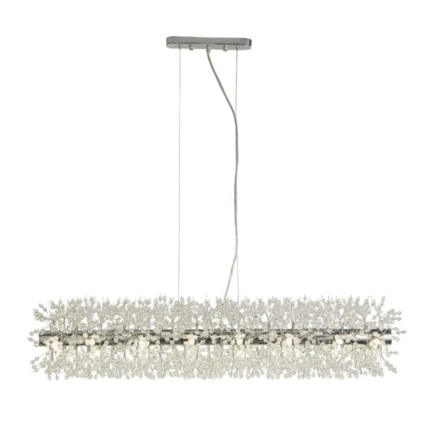 Sunburst 16 Light Glass Beads Bar Pendant Light In Chrome | Bed Sava