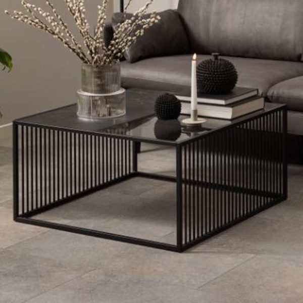 Surf Wooden And Glass Square Coffee Table In Black Izmir | Bed Sava