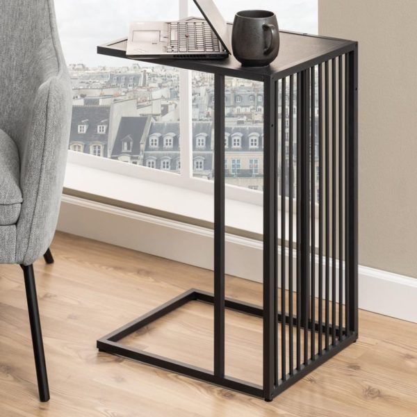Surf Wooden Side Table In Matt Black Izmir Marble | Bed Sava