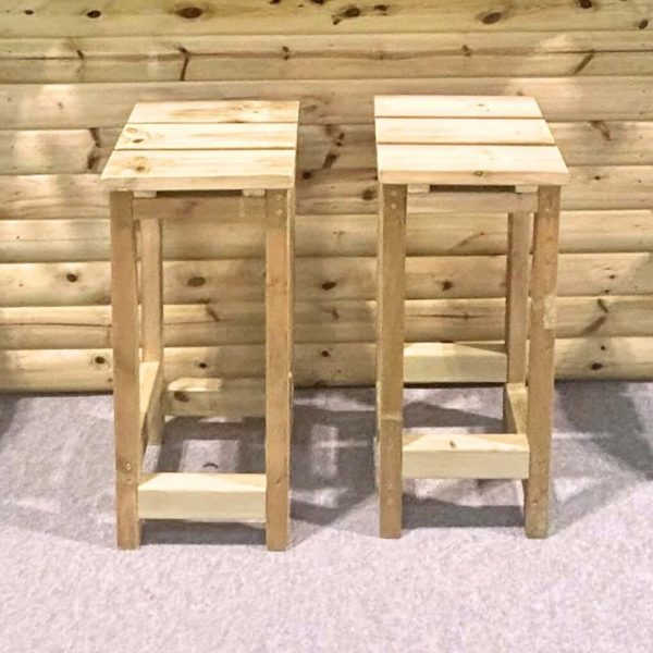 Swanzey Natural Wooden Garden Bar Stools In Pair | Bed Sava