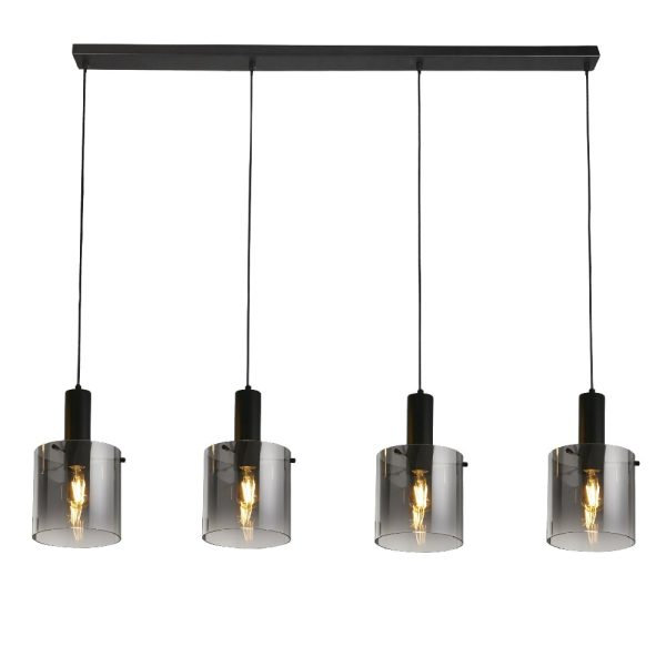 Sweden 4 Light Smoked Ombre Glass Bar Pendant Light In Black | Bed Sava