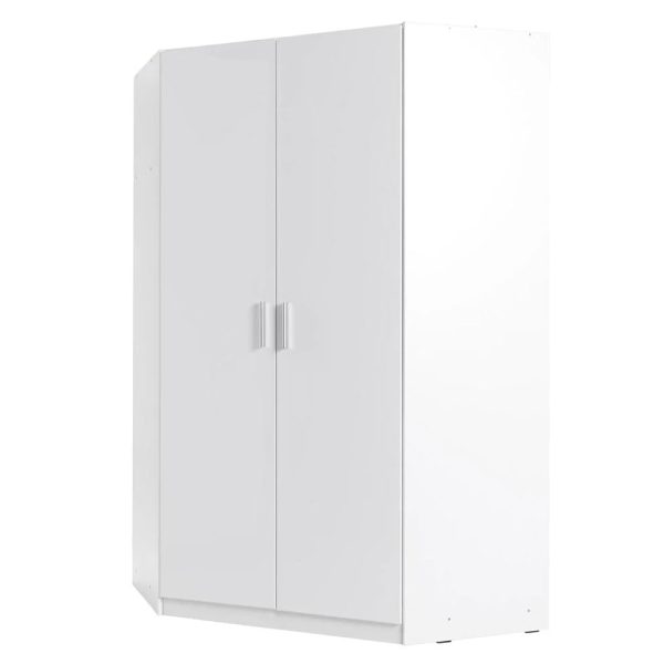 Swift High Gloss Corner Wardrobe With 2 Doors In White | Bed Sava