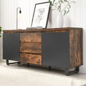 Sydney Large Sideboard With 2 Door 3 Drawer In Rustic Oak | Bed Sava