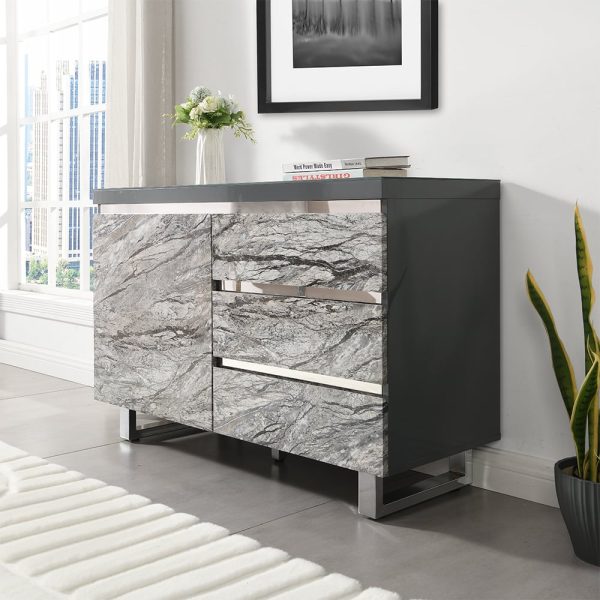 Melange Sydney Small Sideboard With 1 Door 3 Drawer In Grey | Bed Sava