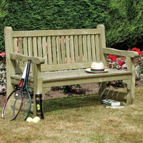 Syresham Wooden Garden 2 Seater Bench In Natural | Bed Sava