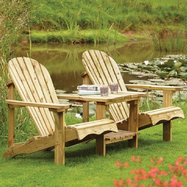 Syresham Wooden Garden Companion Seat In Natural | Bed Sava