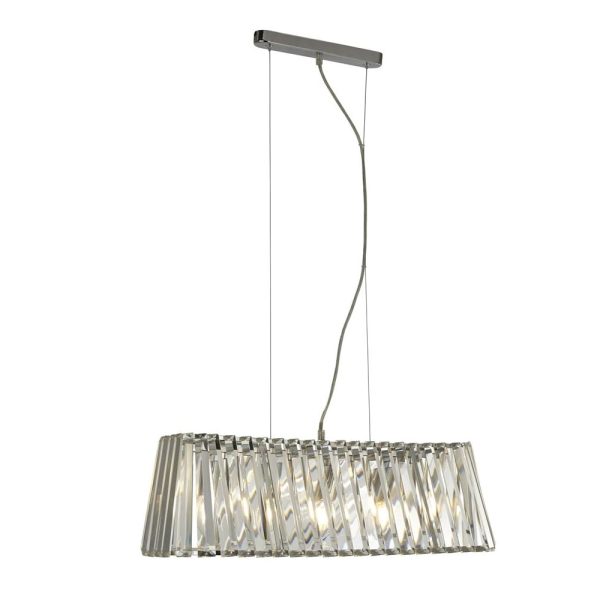 Taira 4 Light Crystal Glass Ceiling Pendant Light In Chrome | Bed Sava