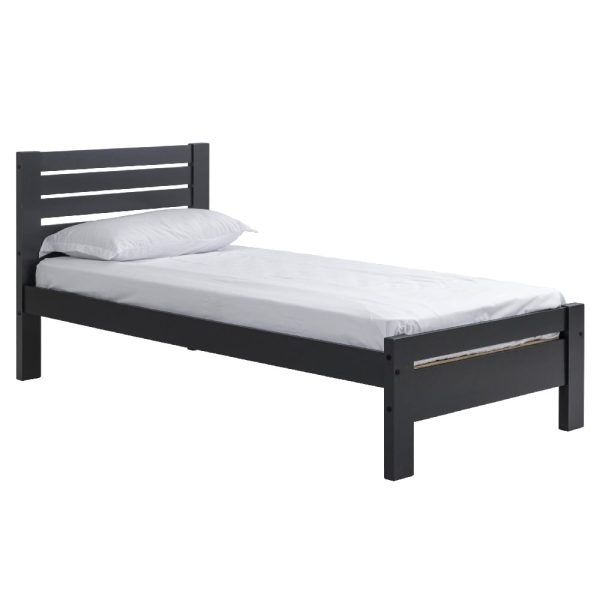 Talox Wooden Single Bed In Dark Grey | Bed Sava
