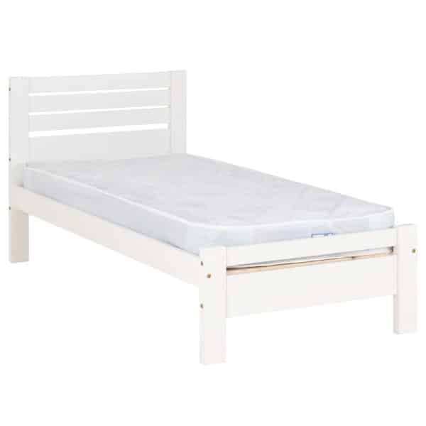 Talox Wooden Single Bed In White | Bed Sava
