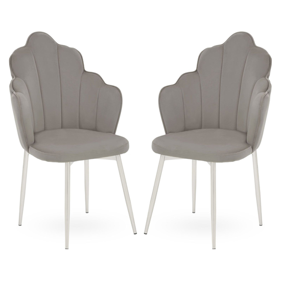 Tania Grey Velvet Dining Chairs With Chrome Legs In A Pair
