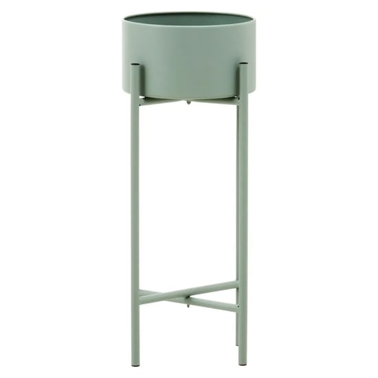 Tavira Small Metal Floor Standing Planter In Green