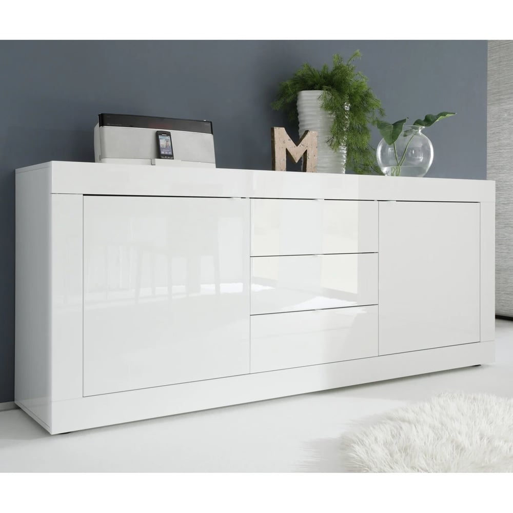 Taylor High Gloss Sideboard With 2 Doors 3 Drawers In White