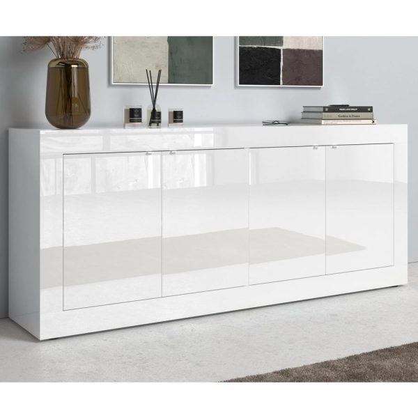 Taylor High Gloss Sideboard With 4 Doors In White | Bed Sava