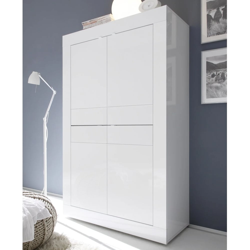 Taylor High Gloss Highboard With 4 Doors In White