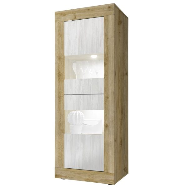 Taylor Wooden Display Cabinet 2 Doors In Cadiz And White With LED | Bed Sava