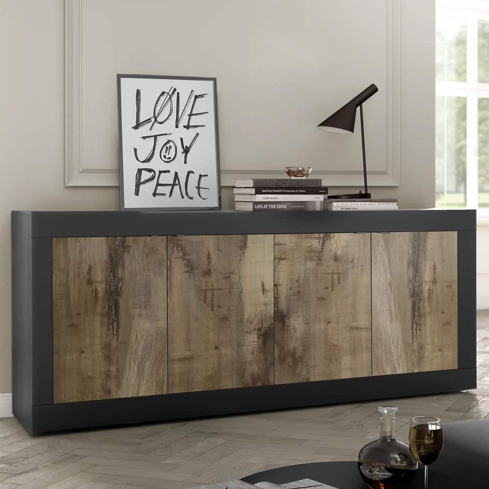 Taylor Wooden Sideboard With 4 Doors In Black And Pero