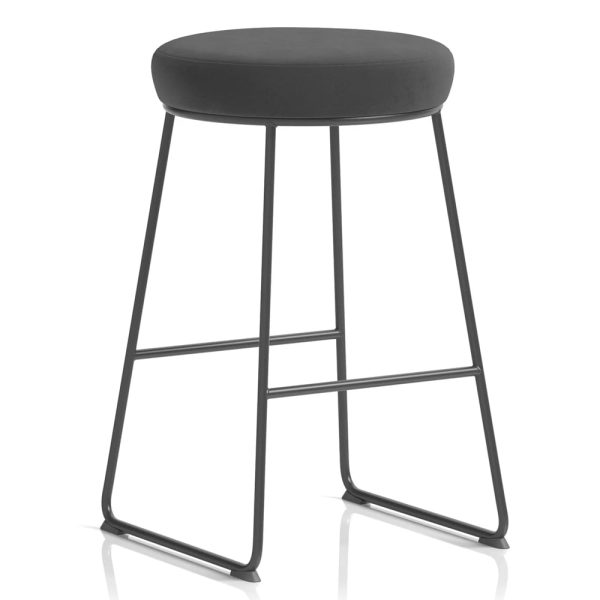 Teaneck Fabric Stool With Metal Frame In Black | Bed Sava